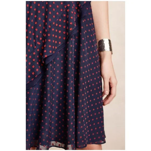 Anthropologie EVA FRANCO Ruffled Clipdot Dress sz 4 Women's - Picture 3 of 11
